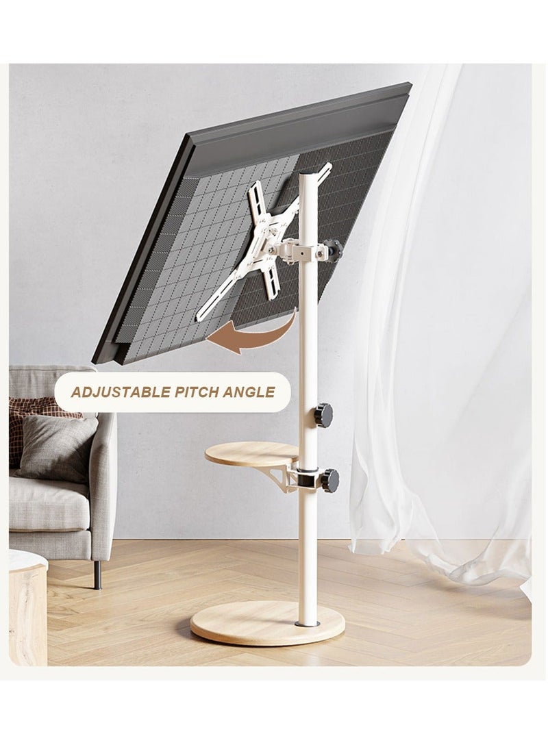 FlashHawk Wooden Floor Monitor Stand with Tray and Wheels – Fits 14–43 Inch Screens – Max Load 20kg - Image 4